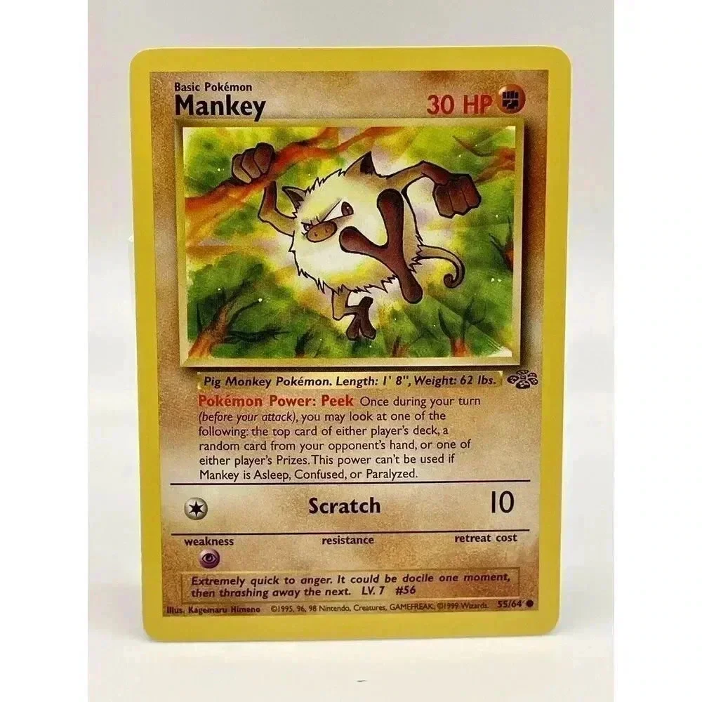 Mankey 55/64 Common Jungle Set  Non Holo Pokemon‎ TCG Vintage 1999 WOTC NM